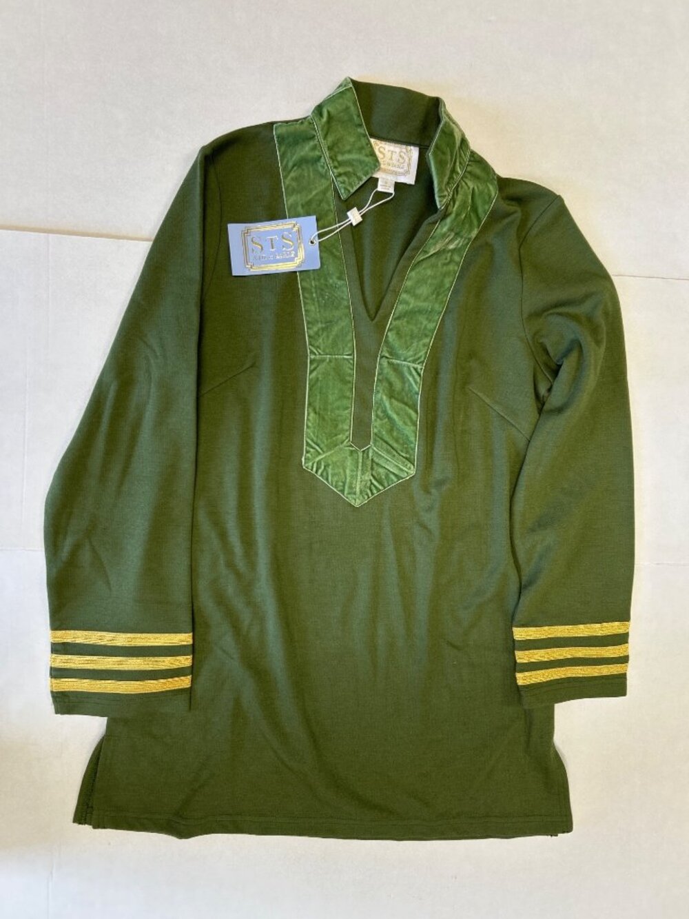 STS SAIL TO SABLE Velvet Border Tunic Top Green Size Small NWT - Picture 2 of 6